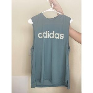 adidas logo blue muscle tank
